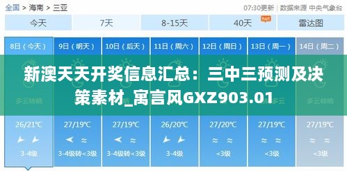 新澳天天开奖信息汇总：三中三预测及决策素材_寓言风GXZ903.01