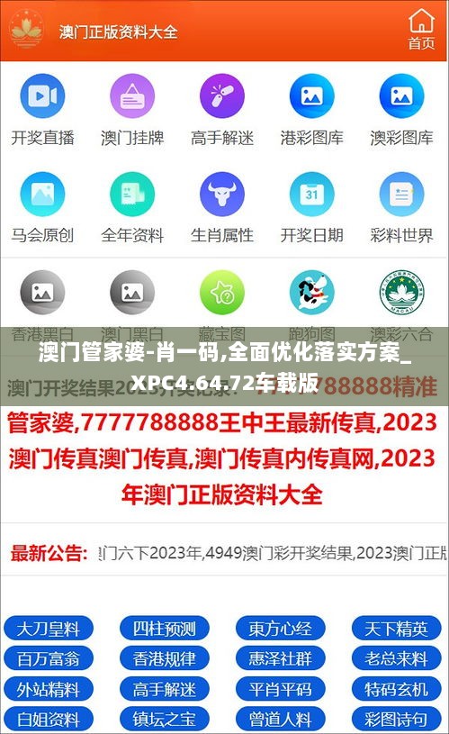 澳门管家婆-肖一码,全面优化落实方案_XPC4.64.72车载版