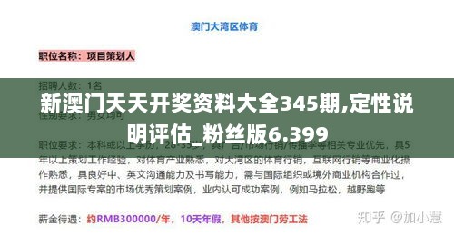 新澳门天天开奖资料大全345期,定性说明评估_粉丝版6.399