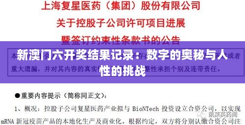 新澳门六开奖结果记录：数字的奥秘与人性的挑战