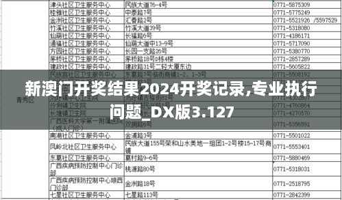 新澳门开奖结果2024开奖记录,专业执行问题_DX版3.127