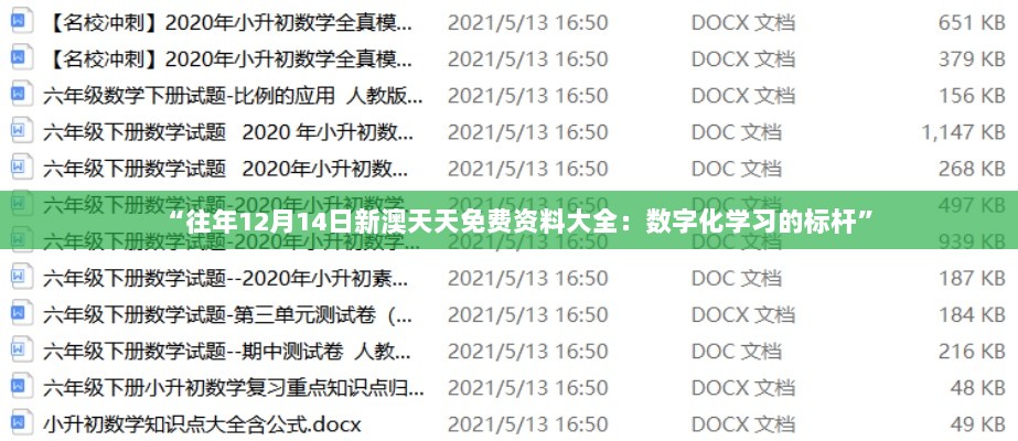 “往年12月14日新澳天天免费资料大全：数字化学习的标杆”