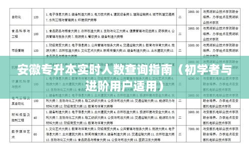 安徽专升本实时人数查询指南，初学者与进阶用户适用攻略