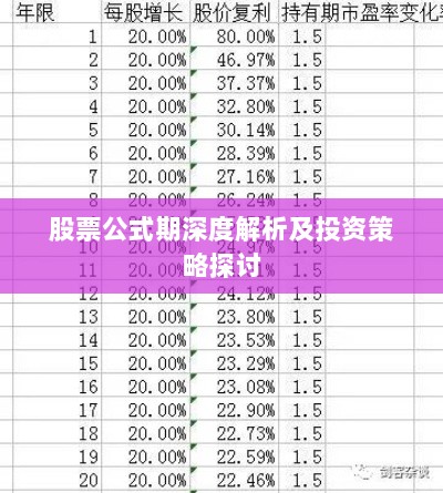 股票公式期深度解析及投资策略探讨