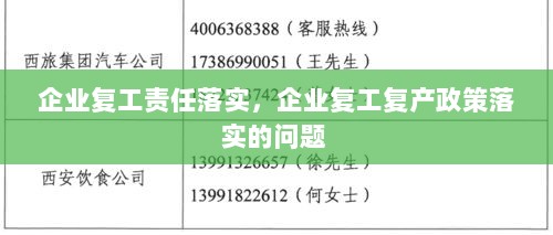 企业复工责任落实，企业复工复产政策落实的问题 