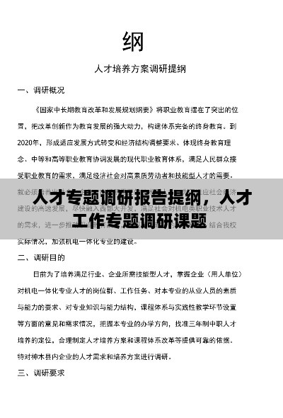 人才专题调研报告提纲，人才工作专题调研课题 