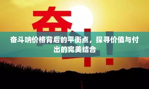 奋斗呐价格背后的平衡点，探寻价值与付出的完美结合