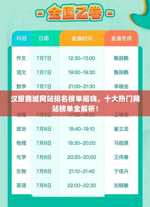 汉服商城网站排名榜单揭晓，十大热门网站榜单全解析！