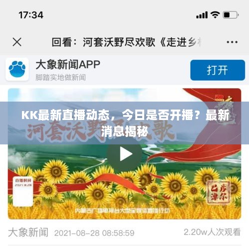 KK最新直播动态，今日是否开播？最新消息揭秘