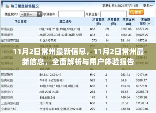 11月2日常州最新信息全面解析与用户体验报告