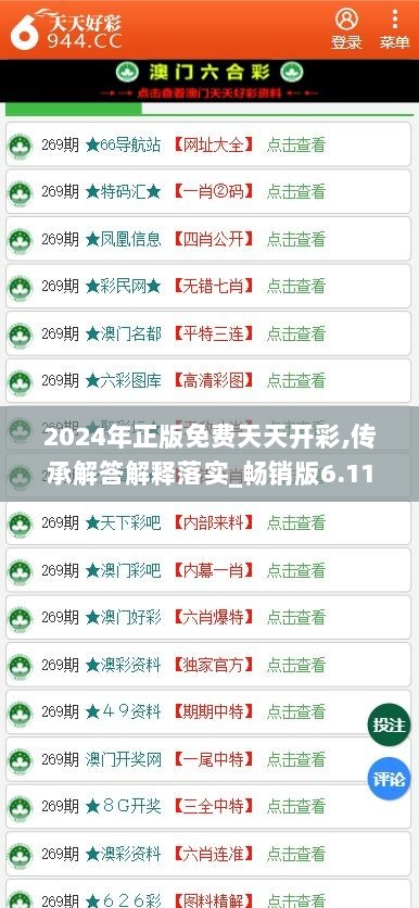 2024年正版免费天天开彩,传承解答解释落实_畅销版6.115