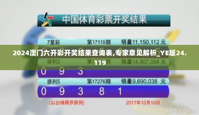 2024澳门六开彩开奖结果查询表,专家意见解析_YE版24.119