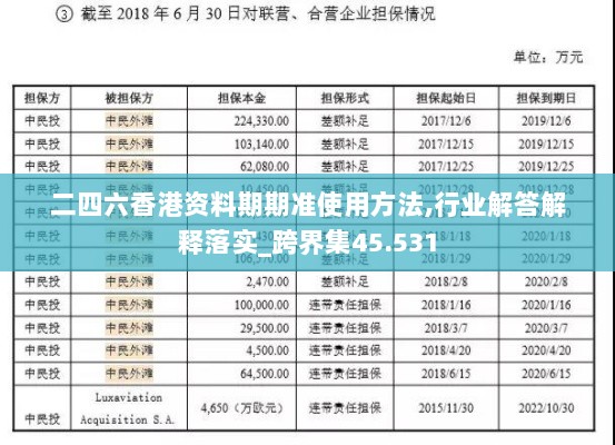 二四六香港资料期期准使用方法,行业解答解释落实_跨界集45.531