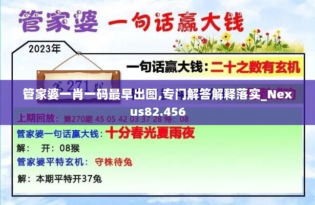 管家婆一肖一码最早出图,专门解答解释落实_Nexus82.456