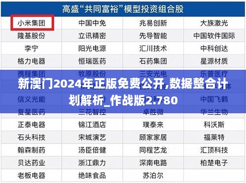 新澳门2024年正版免费公开,数据整合计划解析_作战版2.780