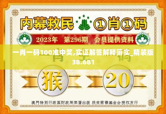 一肖一码100准中奖,实证解答解释落实_精装版38.681