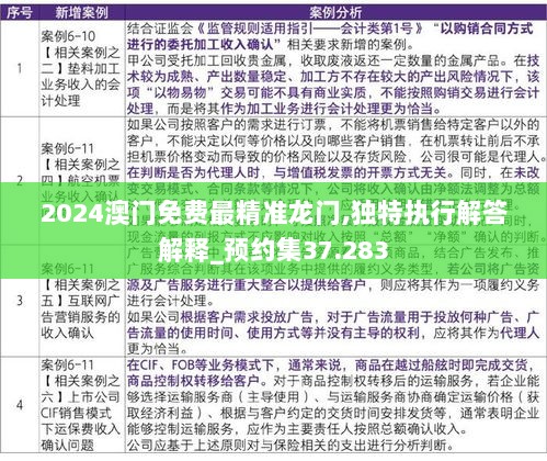 2024澳门免费最精准龙门,独特执行解答解释_预约集37.283