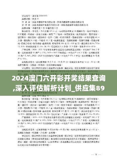 2024澳门六开彩开奖结果查询,深入评估解析计划_供应集89.149