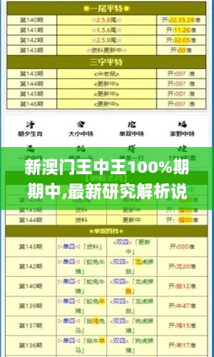 新澳门王中王100%期期中,最新研究解析说明_付费版UMP930.8