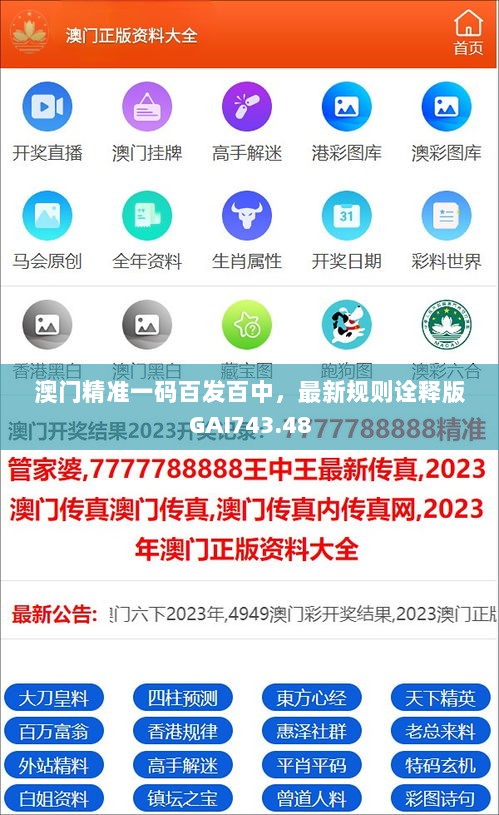 澳门精准一码百发百中，最新规则诠释版GAI743.48