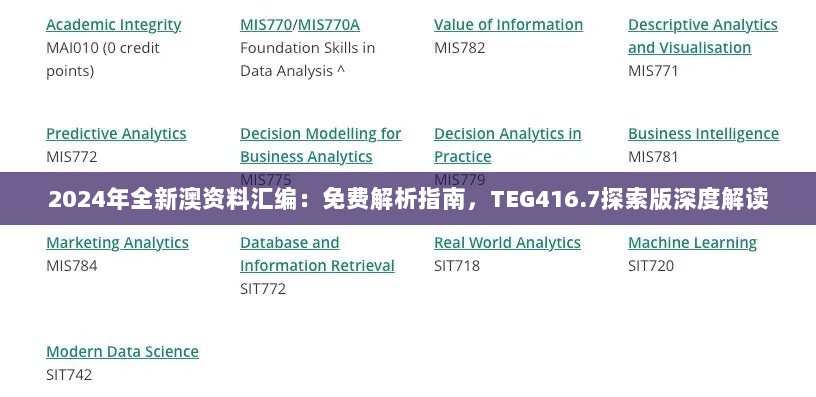 2024年全新澳资料汇编：免费解析指南，TEG416.7探索版深度解读