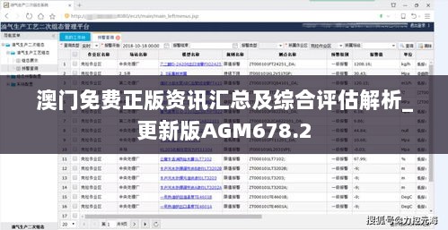 澳门免费正版资讯汇总及综合评估解析_更新版AGM678.2