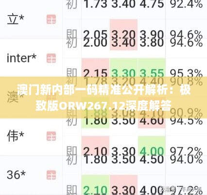 澳门新内部一码精准公开解析：极致版ORW267.12深度解答