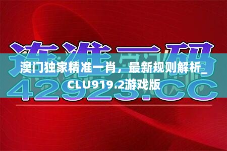 澳门独家精准一肖，最新规则解析_CLU919.2游戏版