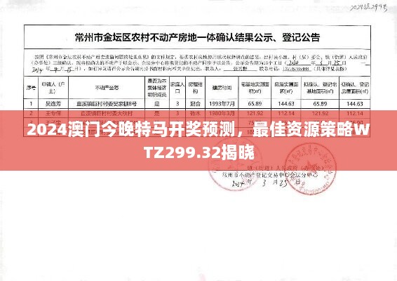 2024澳门今晚特马开奖预测，最佳资源策略WTZ299.32揭晓