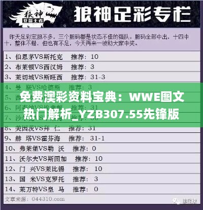 免费澳彩资料宝典：WWE图文热门解析_YZB307.55先锋版