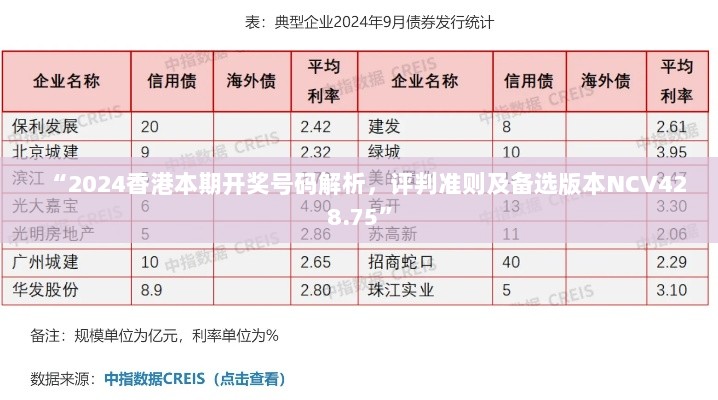 “2024香港本期开奖号码解析，评判准则及备选版本NCV428.75”