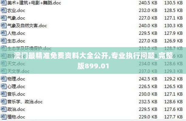 澳门最精准免费资料大全公开,专业执行问题_完整版899.01