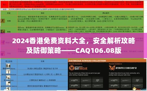 2024香港免费资料大全，安全解析攻略及防御策略——CAQ106.08版