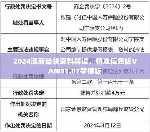 2024澳新最快资料解读，精准信息版VAM31.07敏捷版