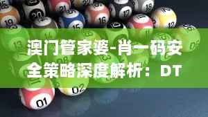 澳门管家婆-肖一码安全策略深度解析：DTC119.1专用版