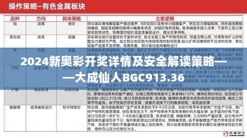 2024新奥彩开奖详情及安全解读策略——大成仙人BGC913.36