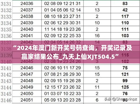 “2024年澳门新开奖号码查询，开奖记录及赢家结果公布_九天上仙XJT504.5”