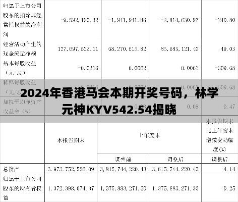 2024年香港马会本期开奖号码，林学元神KYV542.54揭晓