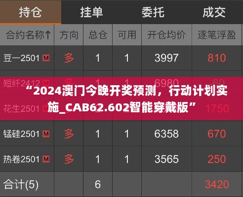 “2024澳门今晚开奖预测，行动计划实施_CAB62.602智能穿戴版”