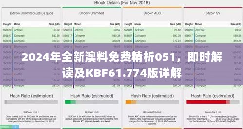 2024年全新澳料免费精析051，即时解读及KBF61.774版详解