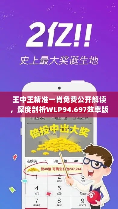 王中王精准一肖免费公开解读，深度剖析WLP94.697效率版