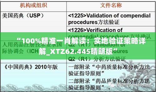 “100%精准一肖解读：实地验证策略详解_XTZ62.445晴朗版”