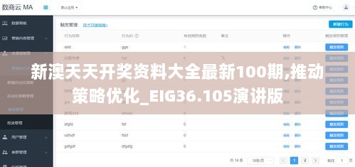 新澳天天开奖资料大全最新100期,推动策略优化_EIG36.105演讲版