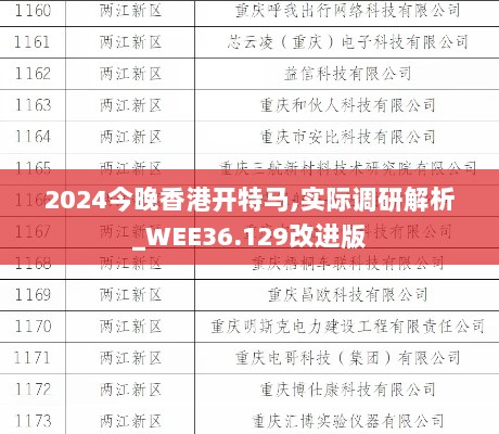 2024今晚香港开特马,实际调研解析_WEE36.129改进版