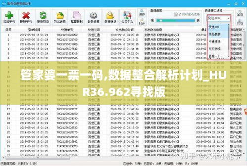 管家婆一票一码,数据整合解析计划_HUR36.962寻找版