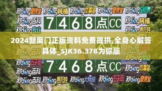 2024新奥门正版资料免费提拱,全身心解答具体_SJK36.378为你版