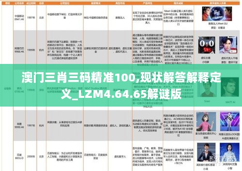 澳门三肖三码精准100,现状解答解释定义_LZM4.64.65解谜版