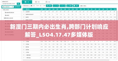 新澳门三期内必出生肖,跨部门计划响应解答_LSO4.17.47多媒体版