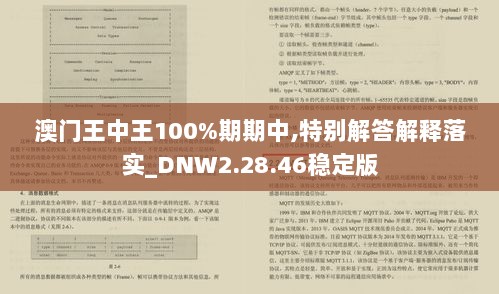 澳门王中王100%期期中,特别解答解释落实_DNW2.28.46稳定版