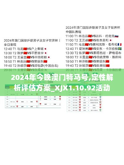 2024年今晚澳门特马号,定性解析评估方案_XJX1.10.92活动版